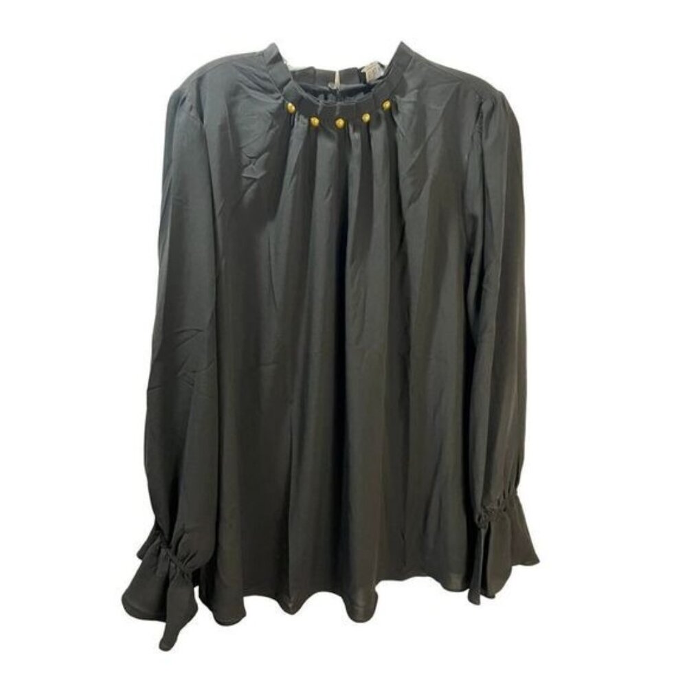 NEW Silk Blouse‎ with Neckline Smocking Size 18